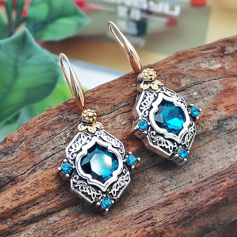 Blue Crystal Retro Trendy Earrings