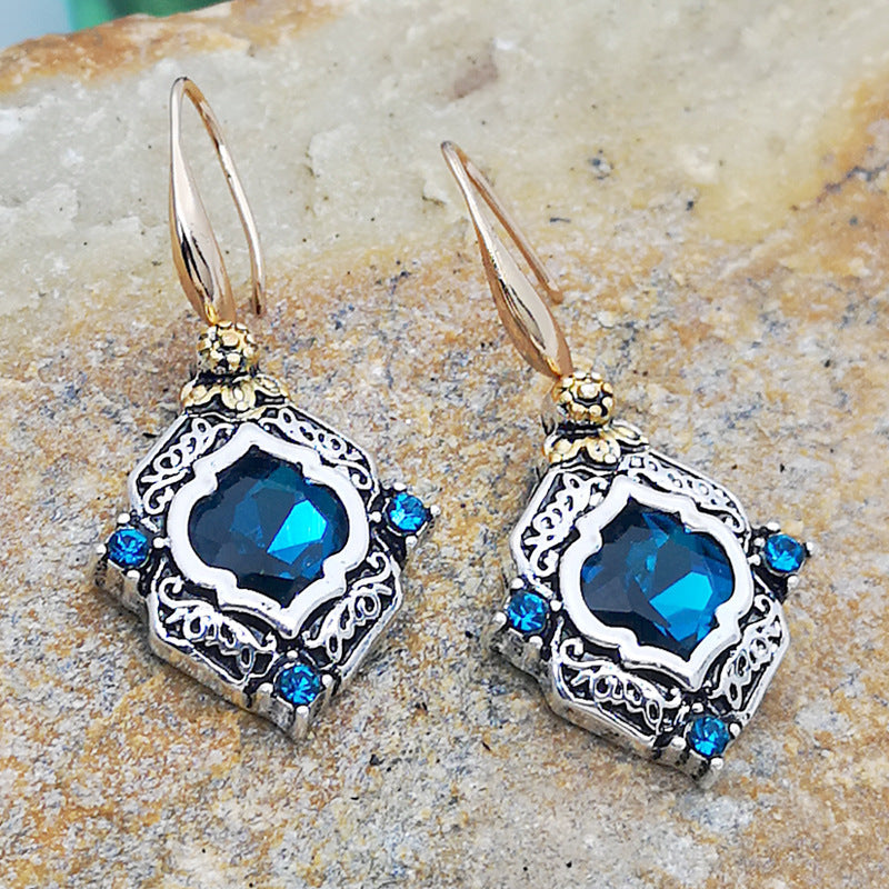 Blue Crystal Retro Trendy Earrings