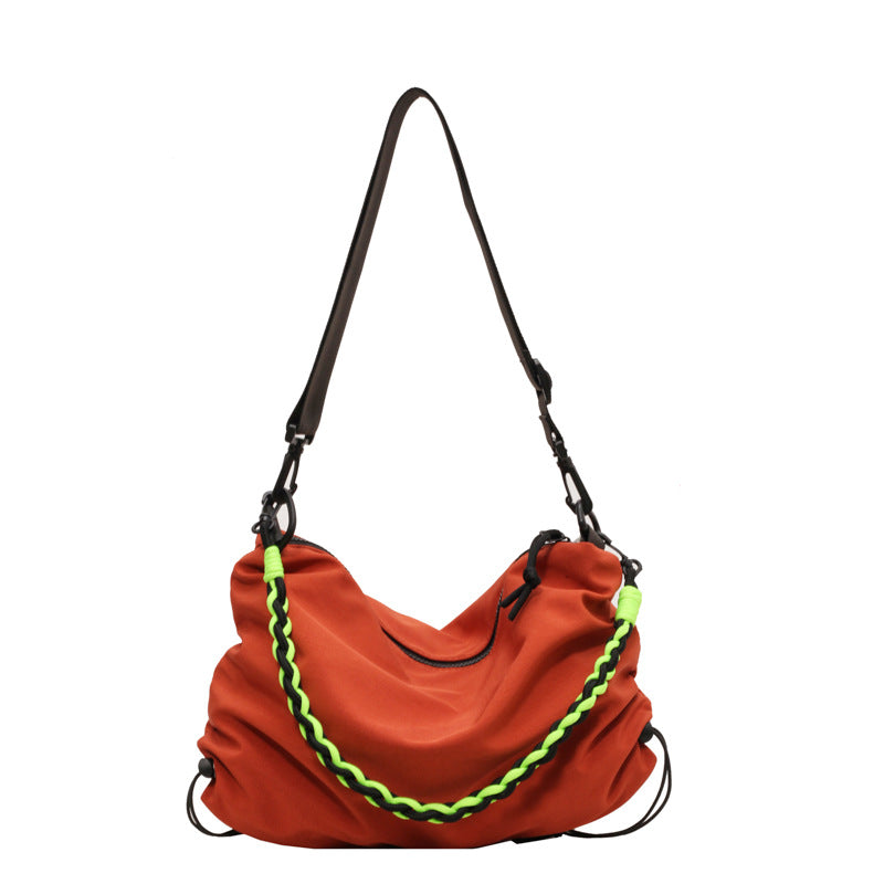 Orange Crossbody Bag Nylon Large Capacity Student Schoolbag