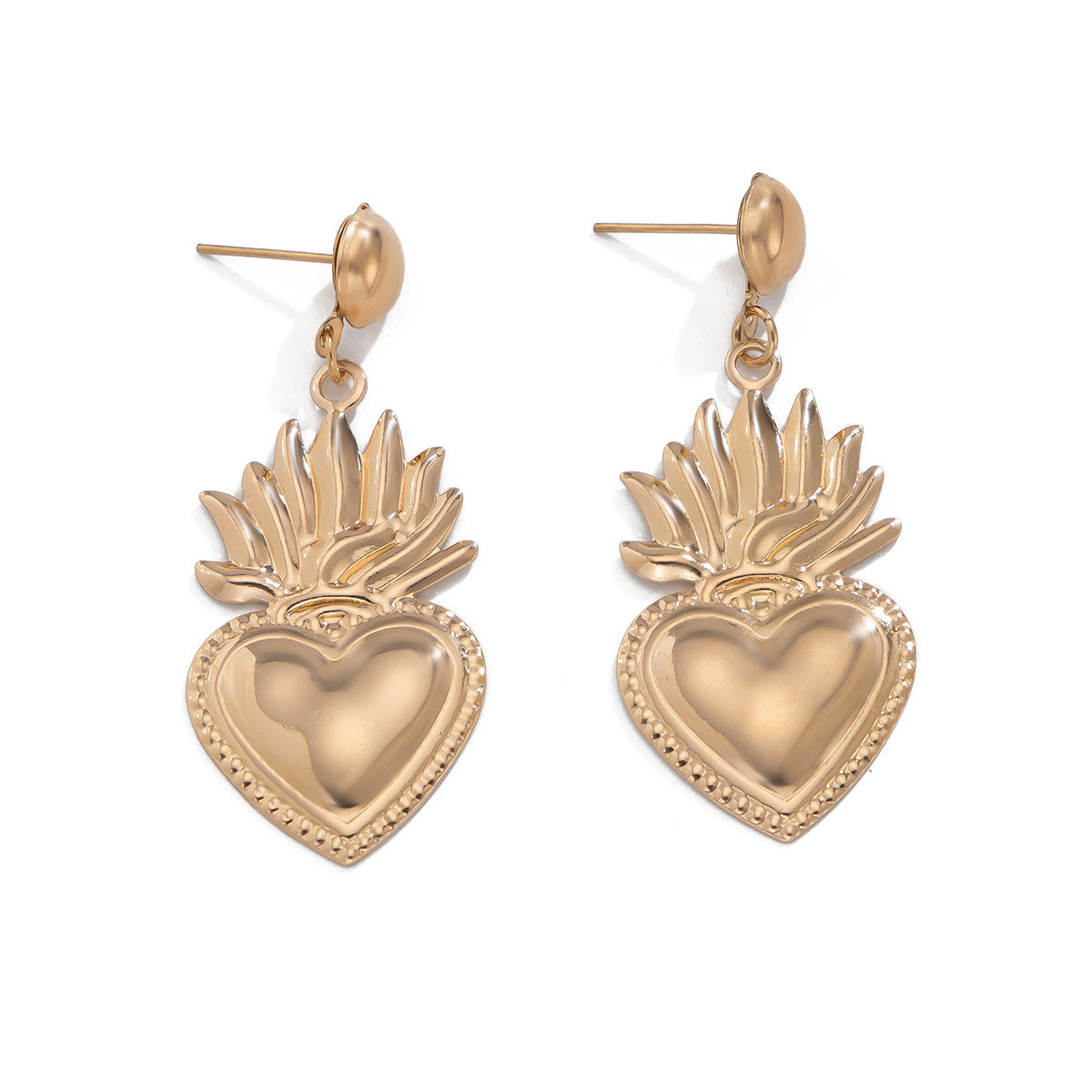 European And American Ornament Peach Heart Pendant Earrings Personality