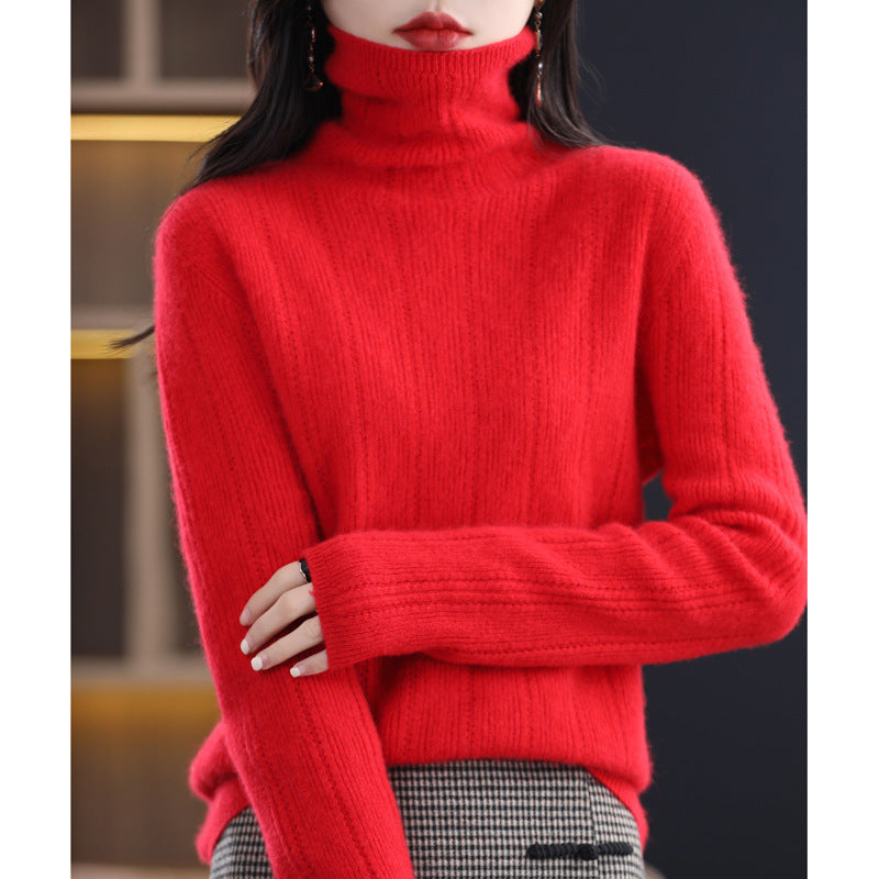 Knitted Outer Wear Underwear Pile Collar Jacquard Sweater