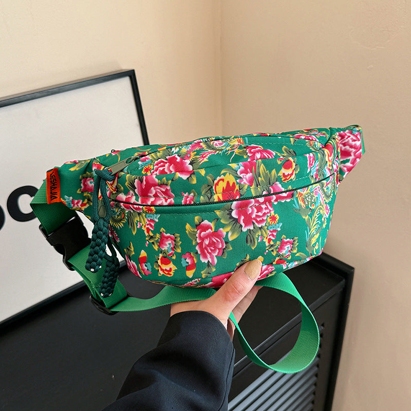 Women's Big Flower Western Style All-matching Waist Bag