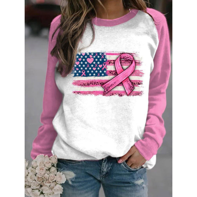 Women's Printed Long Sleeve Crew Neck Sweater