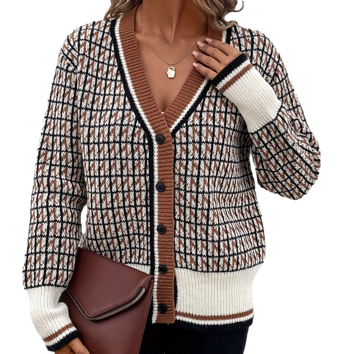 Knitted Cardigan Sweater Women's Coat V-neck