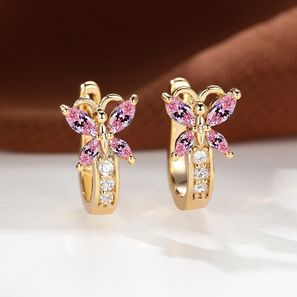 Crystal Bow Zircon White Gold Plated Simple Personalized All-match