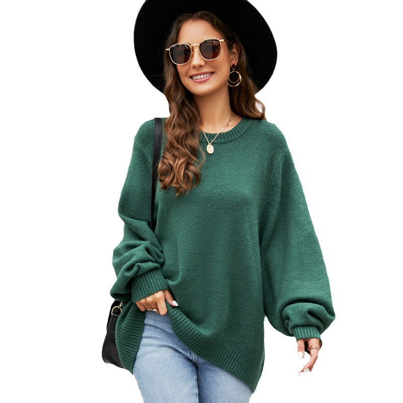 Idle Style Autumn And Winter Loose Design Base Ride Round Neck Sweater