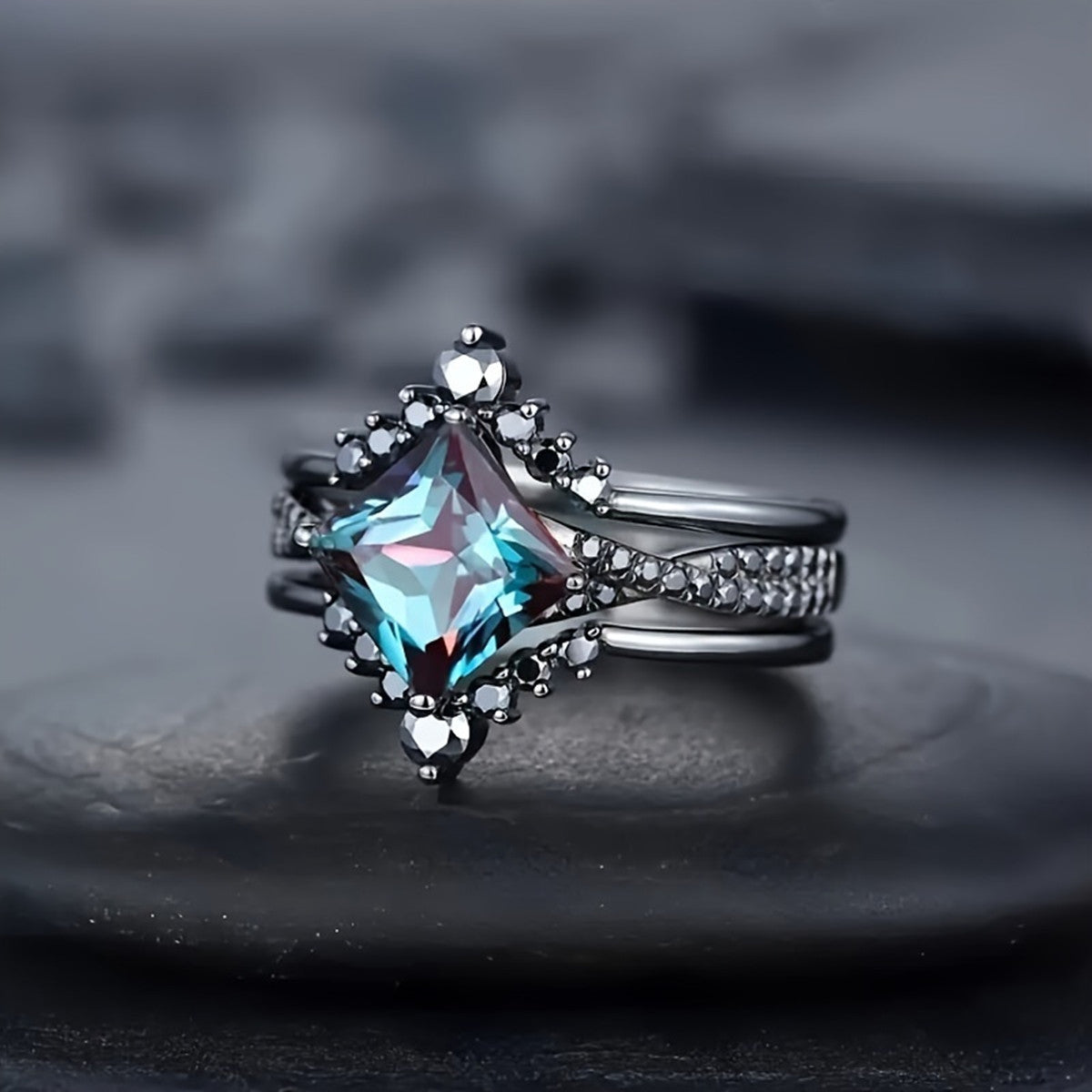 Three-piece Blue Star Ring Special-interest Design