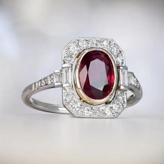 Vintage Ruby Electroplated Women's Ring