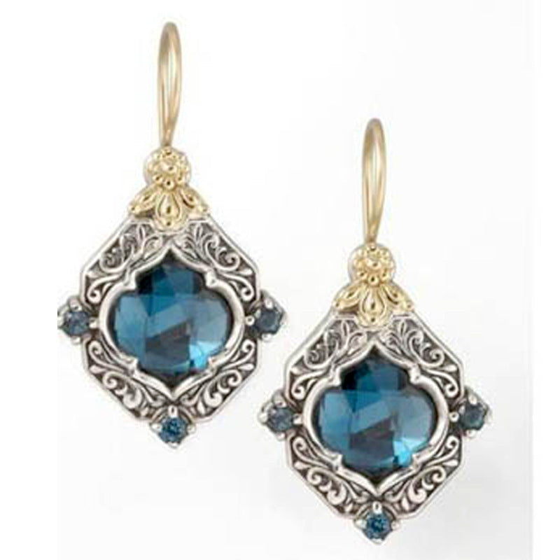 Blue Crystal Retro Trendy Earrings