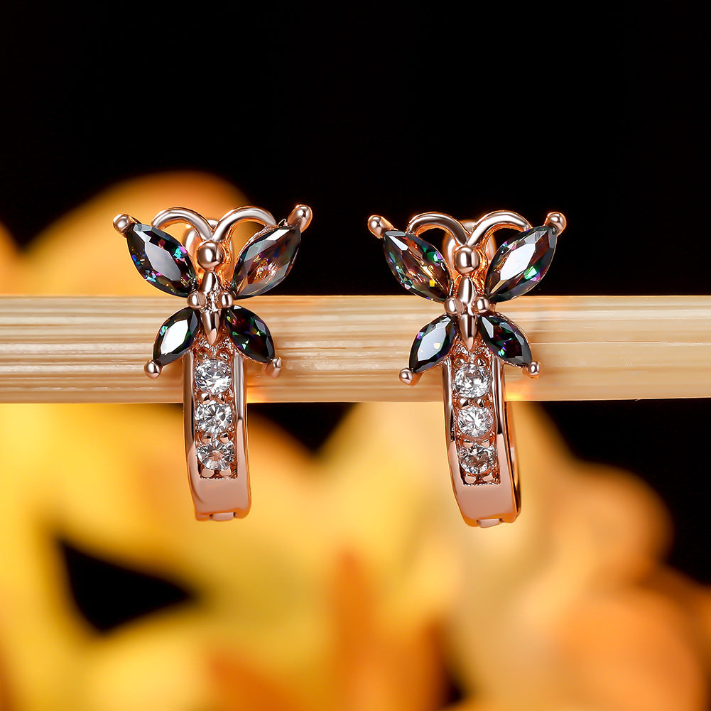 Crystal Bow Zircon White Gold Plated Simple Personalized All-match