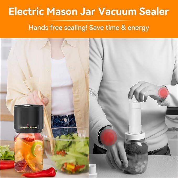 Electric Mason Jar Vacuum Sealer Kit For Regular Mouth And Wide Mouth Mason Cans Auto Shut Off