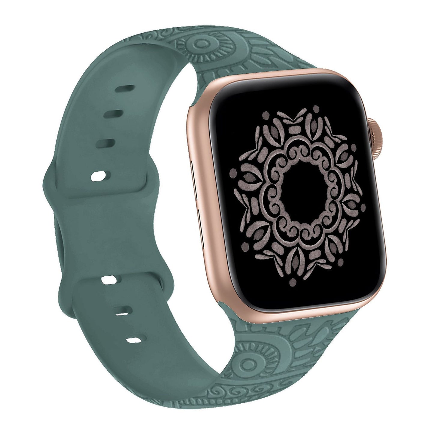 Laser Carved Embossed Cashew Printed Silicone Strap