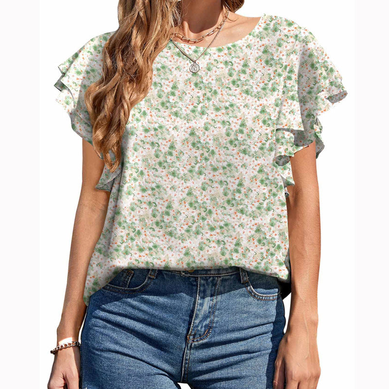 Women's Printed Casual Round Neck Blouse