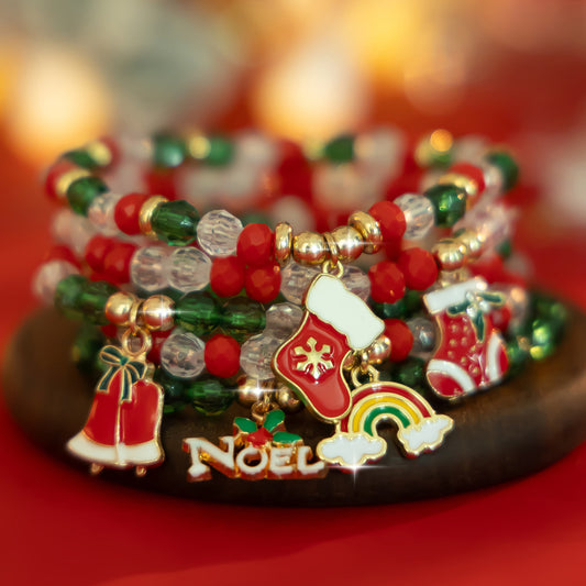 Christmas Candy Polymer Clay CCB Bracelet Suit