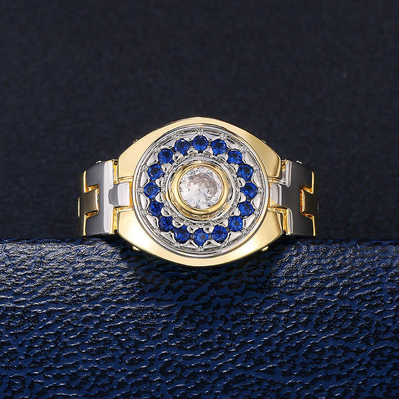 Men's Ring With Zirconium Diamond Strap