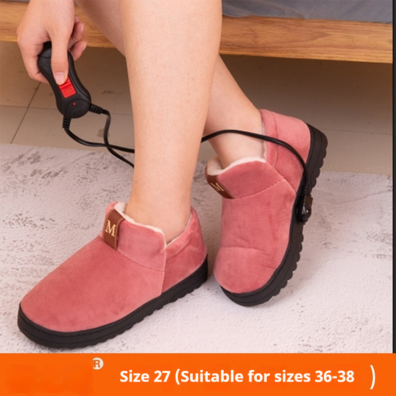 Feet Warmer Plug-in Electrothermal Shoes Rechargeable Walking Female Male Heating Thermal Cotton Slippers