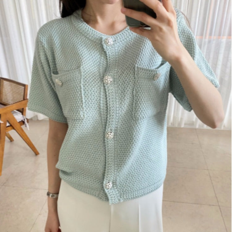 Women's Thin Knitted Cardigan Short Sleeve Coat