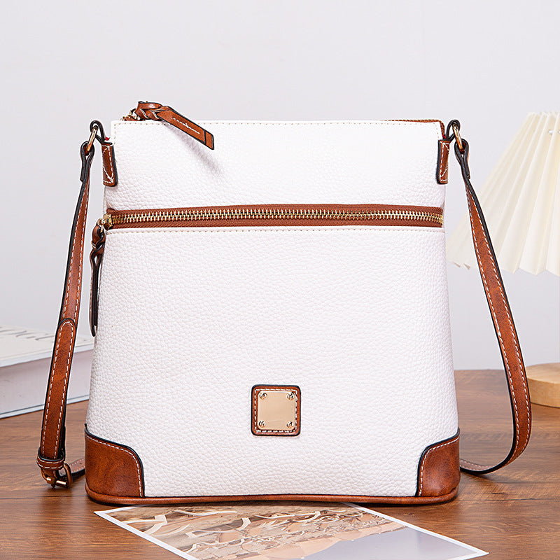 Vintage Lychee Grain Texture Crossbody Bag