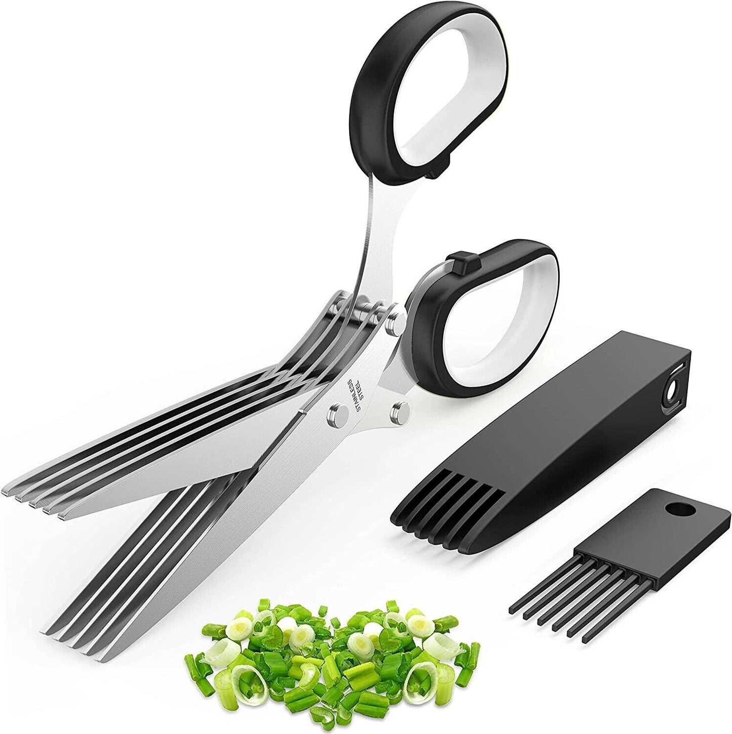 Herb Scissors Set With 5 Blades And Cover - Multipurpose Kitchen Shear