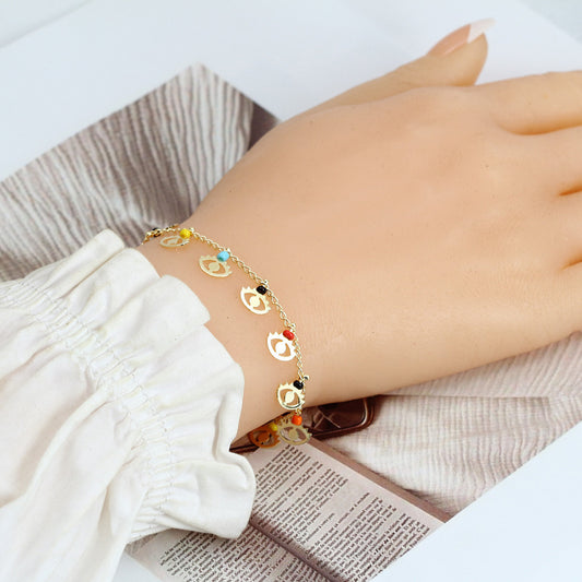 Hollow Eye Color Bead Bracelet