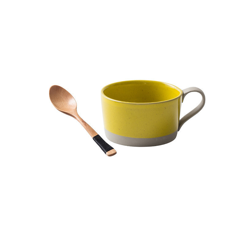 Microwaveable Japanese Stoneware Large Spoon Breakfast Mug