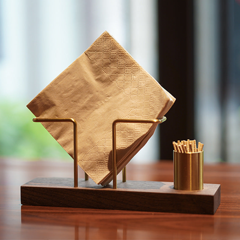 Creative Black Walnut Napkin Holder Toothpick Storage Box