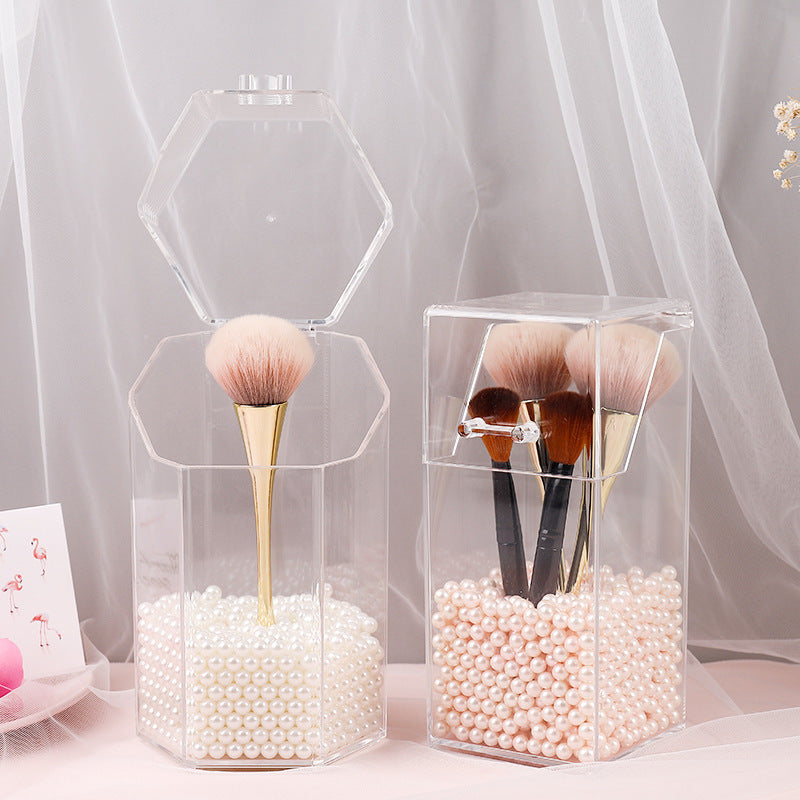 Acrylic Flip Dust Makeup Brush Bucket Eyebrow Brush Set