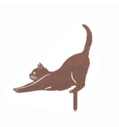 Garden Ornament Ground Insert Yard Metal Cat Cat Decoration