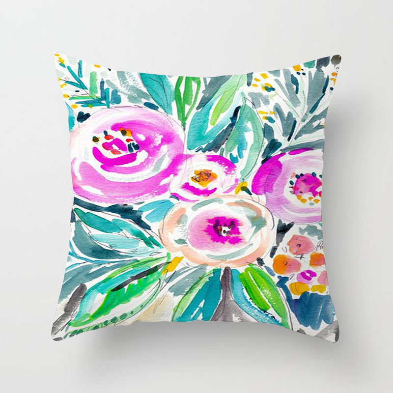 Home Decor Living Room Sofa Graffiti Flower Print Pillowcase