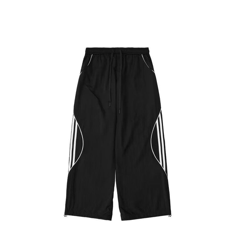 Spring And Summer Loose Thin Exercise Ankle-tied Tactical Pants Men's Striped Quick-drying Pants