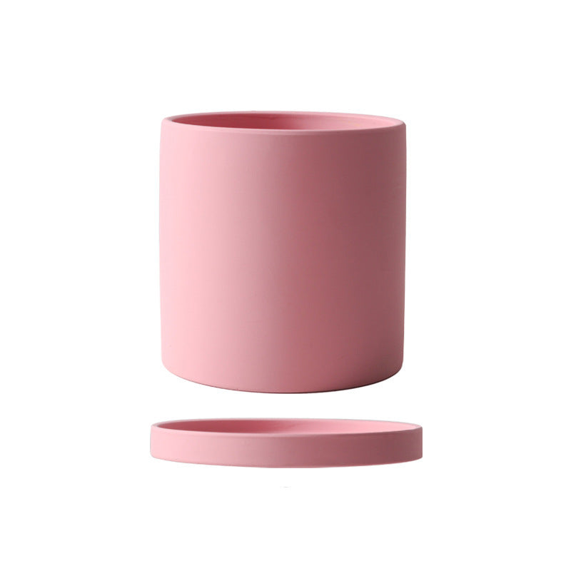 Ceramic Flowerpot With Straight Tube And Tray