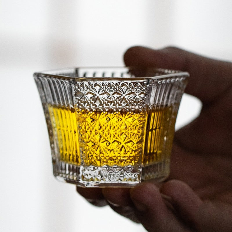 Hexagonal Crystal Glass Tea Cup