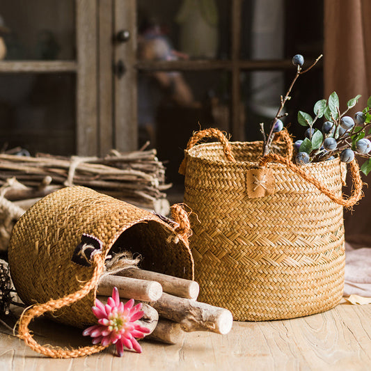 Natural Straw Storage Decoration Flower Basket