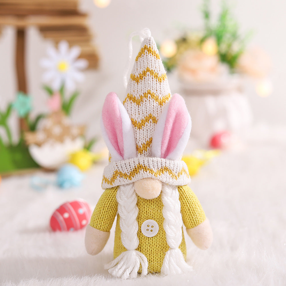 Easter Decorations Rabbit Ears Knitted Cloth Faceless Old Man Doll Ornaments