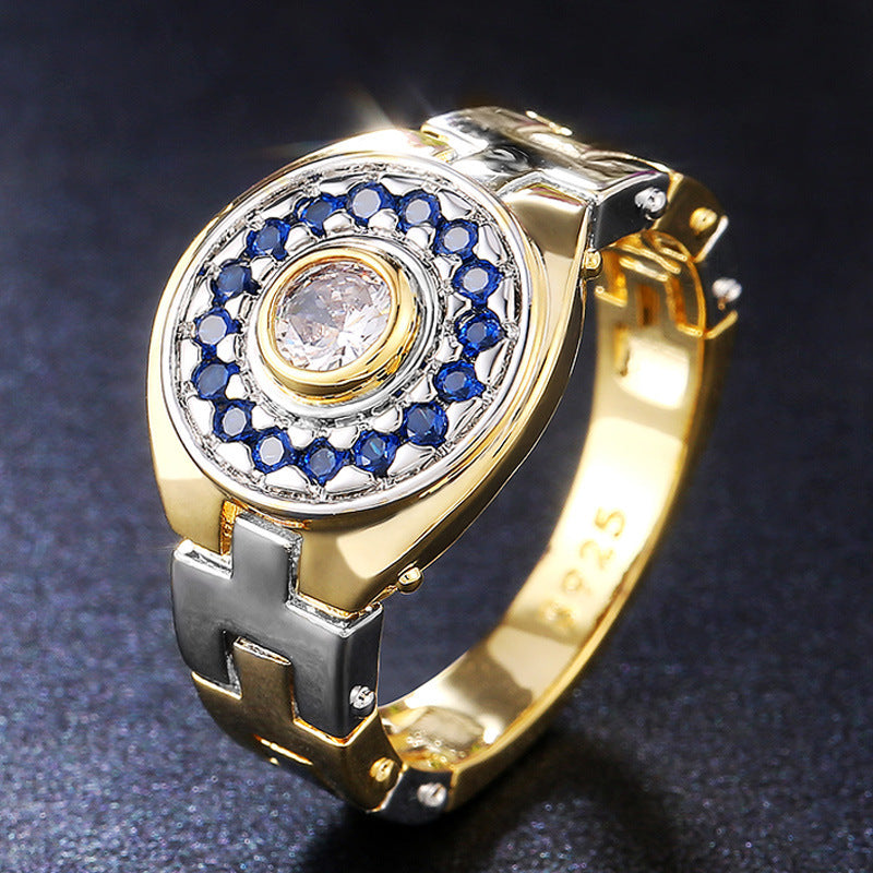 Men's Ring With Zirconium Diamond Strap