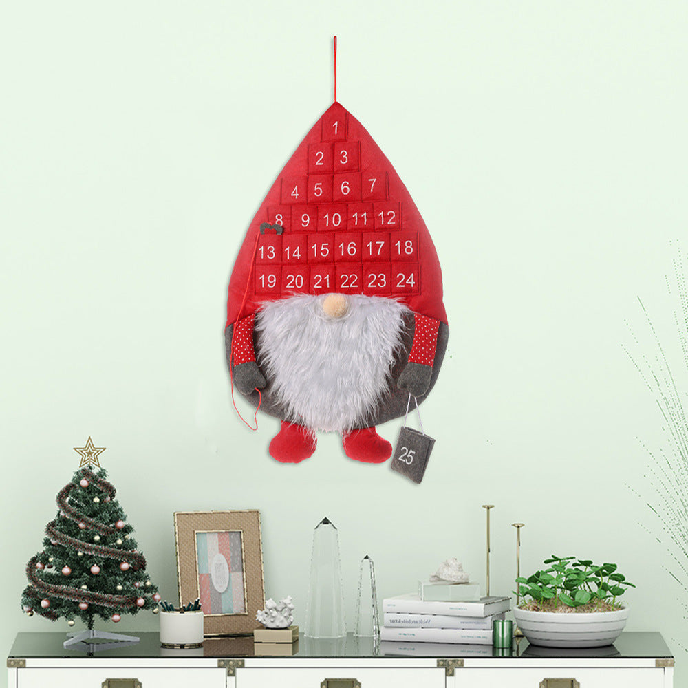 Christmas Advent Calendar Santa Claus Faceless Doll Hanging Christmas Decor Door Wall Window Party Supply