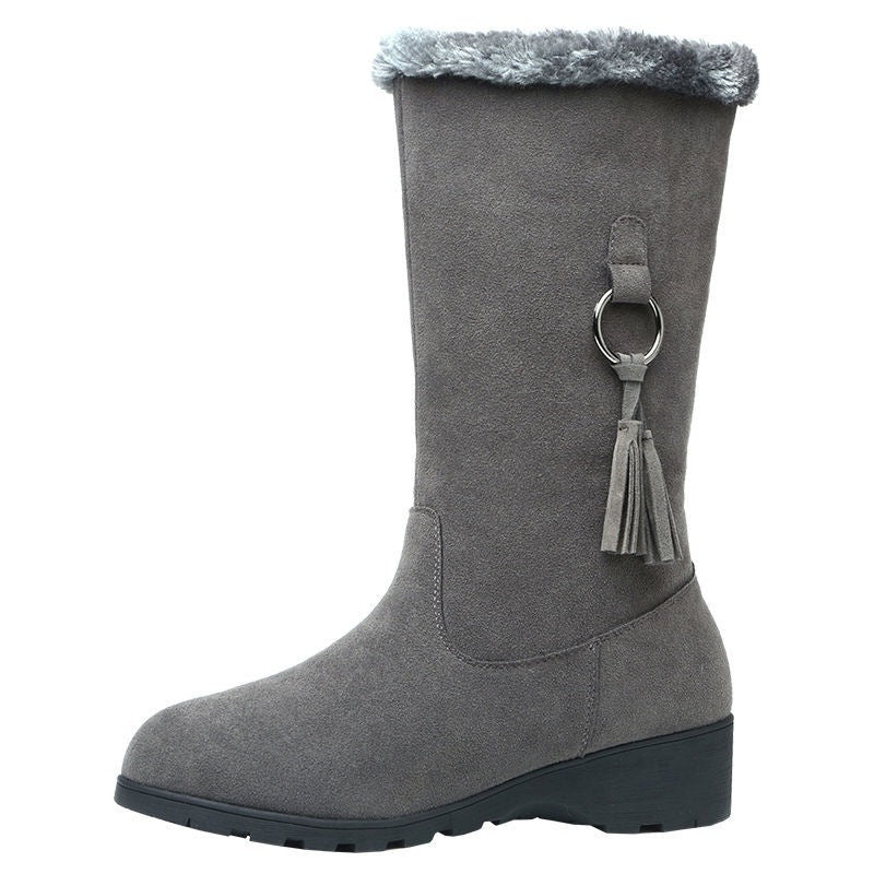 Long Furry Mouth Fleece-lined Martin Boots Autumn And Winter New