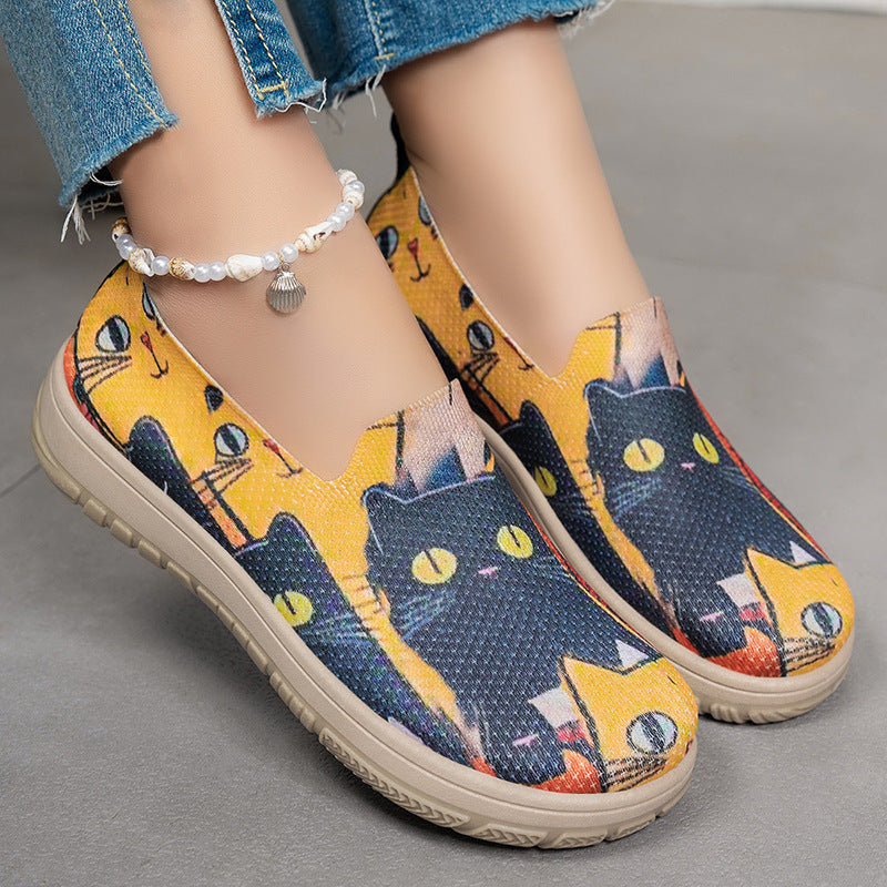 Plus Size Women's Shoes Color-blocking Cloth Shoes Slip-on Pumps