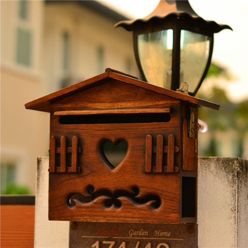 Gardening Creative Solid Wood Wood Carving Letter Box