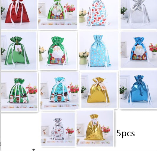 Christmas Gift Wrapping Bag Drawstring Decoration