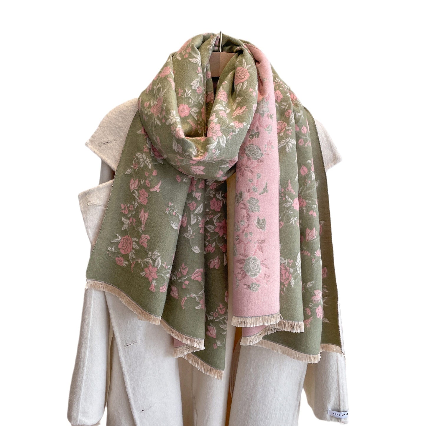 Floral Printed Artificial Cashmere Warm-keeping And Cold-proof Scarf