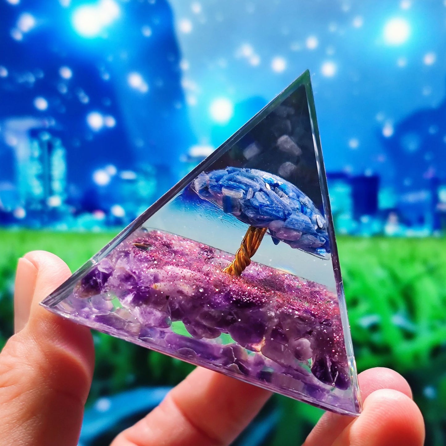 Crystal Ball Gravel Pyramid Artwork Resin