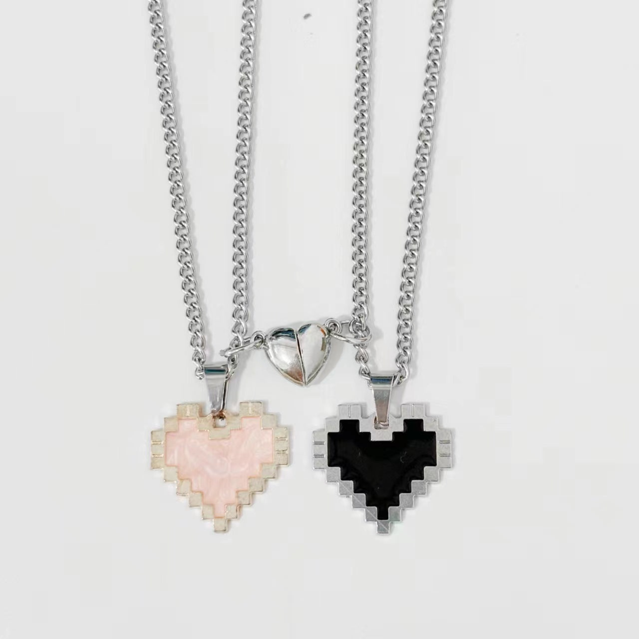 Magnetic Heart-shaped Mosaic Necklace Fashion Personality Couple Love Necklace For Valentine's Day