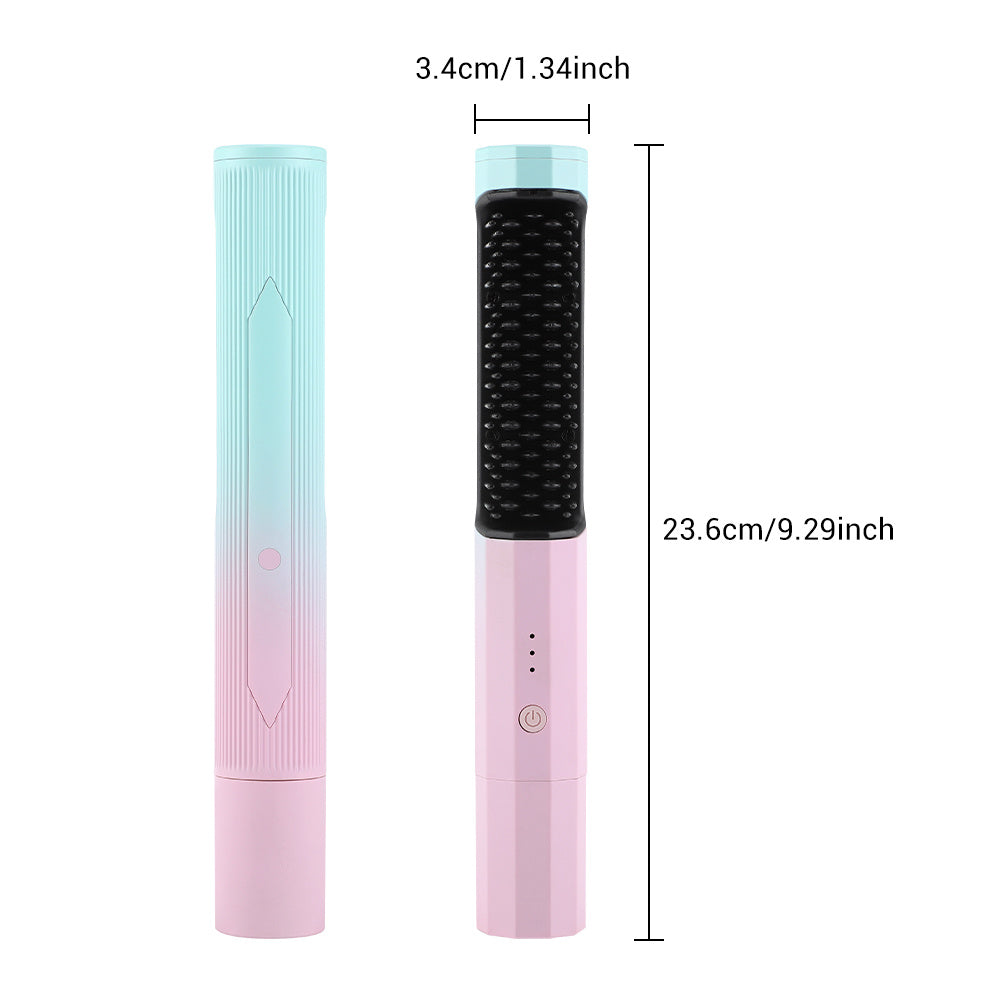 Straightening Comb Rechargeable Hair Wireless Straightener Curler Curling Straighten Dual-purpose Travel Portable USB charging