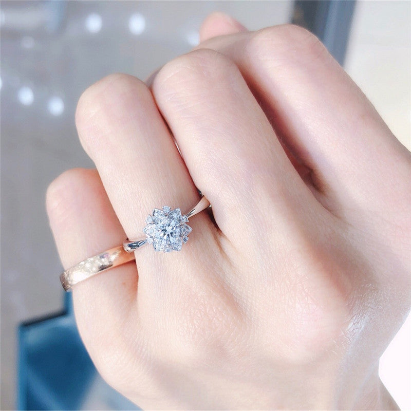 Women's Luxury Flower Artificial Zircon Ring