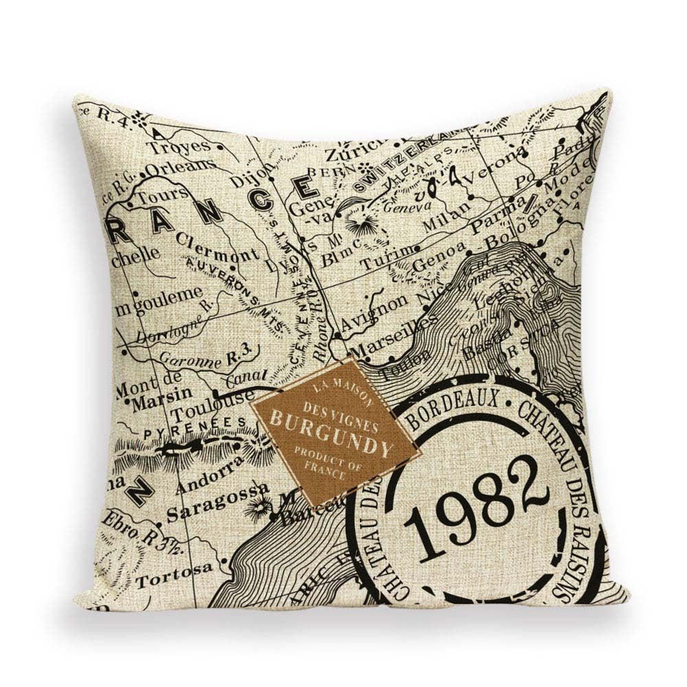 New Retro Toss Pillow Case European World Map Cushion Cover Seat Sofa Covers Morocco Linen House Home Decor Throw Pillows Cases