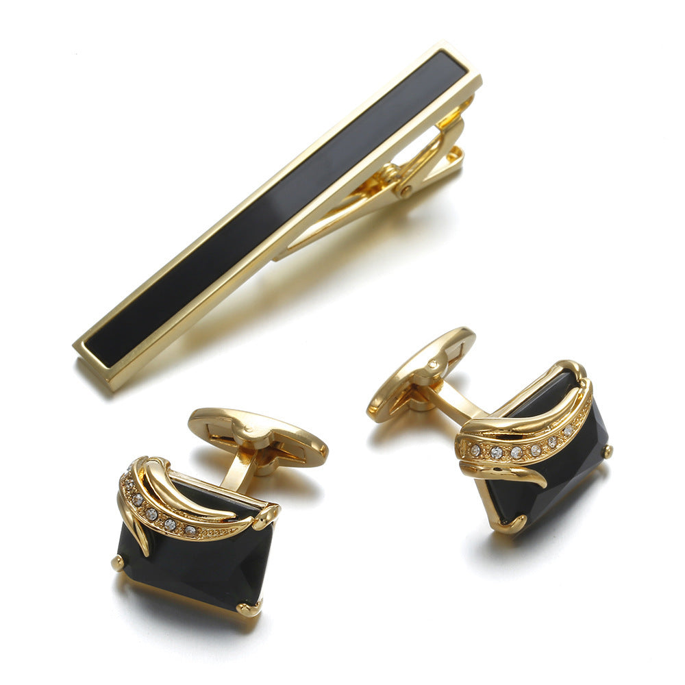 Fashion Gentleman Tie Clip High Quality Cufflinks Gold