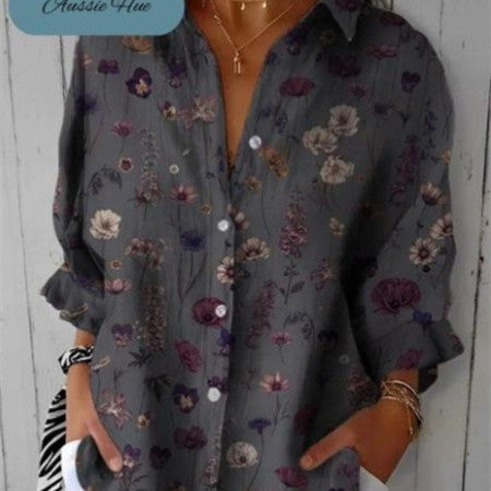 Women's Solid Color Floral Button Shirt Casual And Comfortable