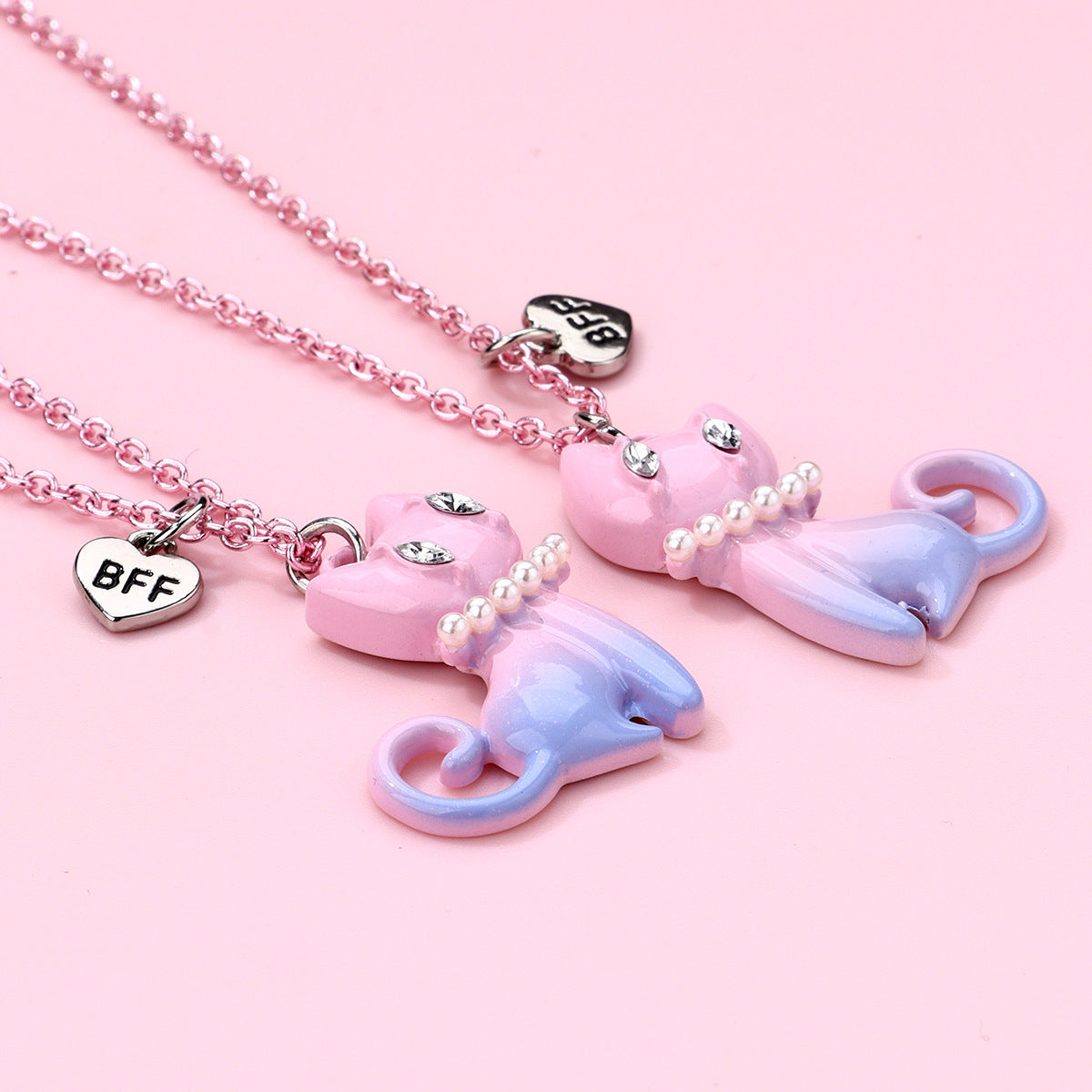 Cat Necklace Cartoon Gradient Alloy Spray Paint