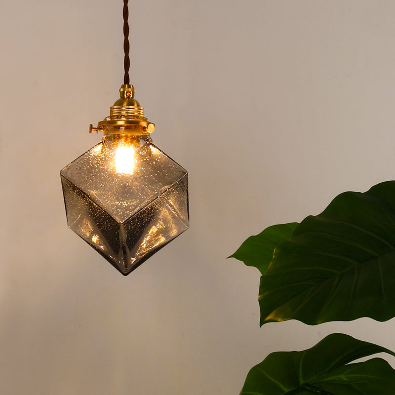 Japanese Vintage Brass Glass Chandelier